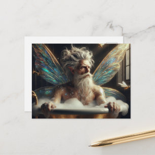 Fairy man Gray Hair im Bubblebath Postkarte
