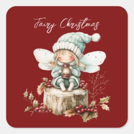 Fairy Merry Christmas Quadratischer Aufkleber