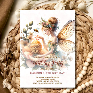 Fairy mit Blume Kindergeburtstag Einladung