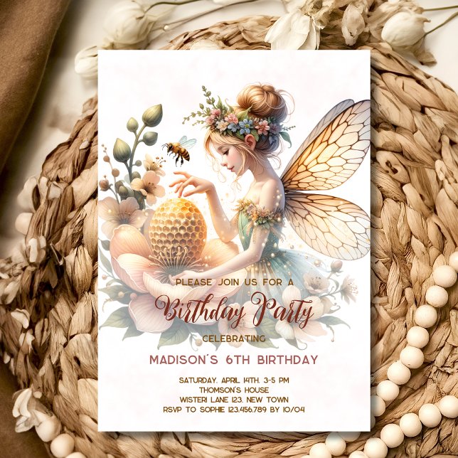 Fairy mit Blume Kindergeburtstag Einladung (Von Creator hochgeladen)