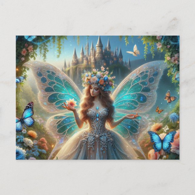 Fairy mit Blume Postkarte (Vorderseite)