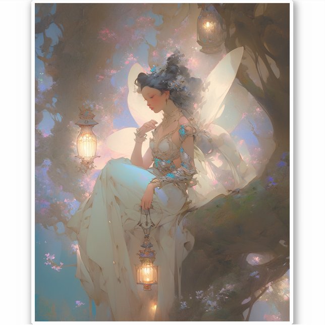 Fairy mit Lattern Aufkleber (Vorderseite)