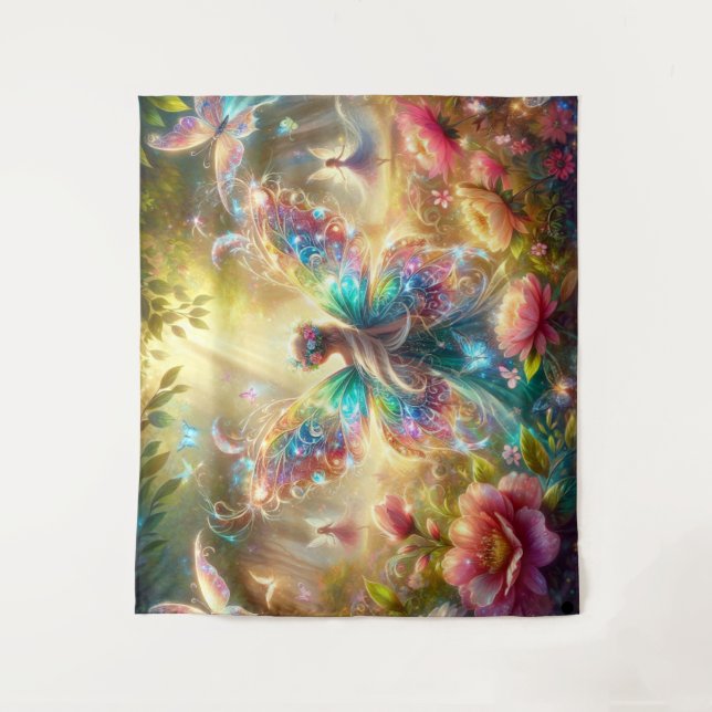 Fairy mit Schmetterlingen Wandteppich (Vorderseite)