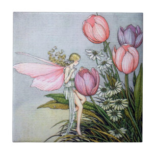 Fairy mit Tulips Keramik Tile Fliese