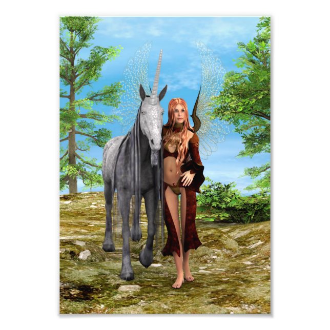Fairy mit Unicorn Fotodruck (Vorne)