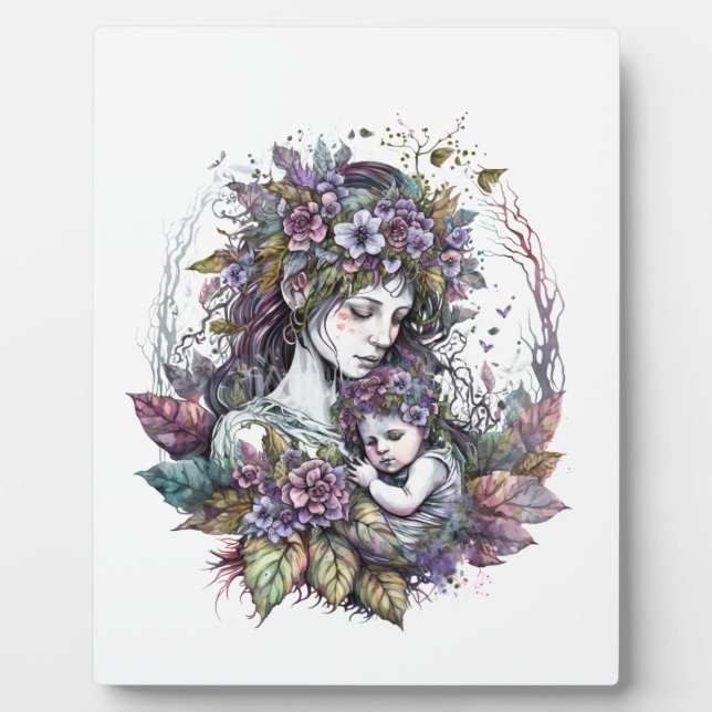 Fairy Mother and Child Plaque mit Easel Fotoplatte (Vorderseite)