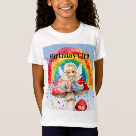 Fairy Mushroom Paint Rainbow Girl Birthday Party T-Shirt
