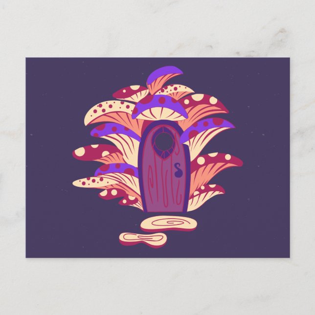 Fairy Mushroom Portal Tür Postkarte (Vorderseite)