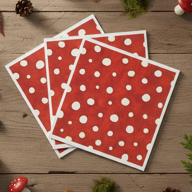 Fairy Mushroom Red and White Polka Dot Pattern  Serviette (Fairy Mushroom Red and White Polka Dot Pattern Napkins)