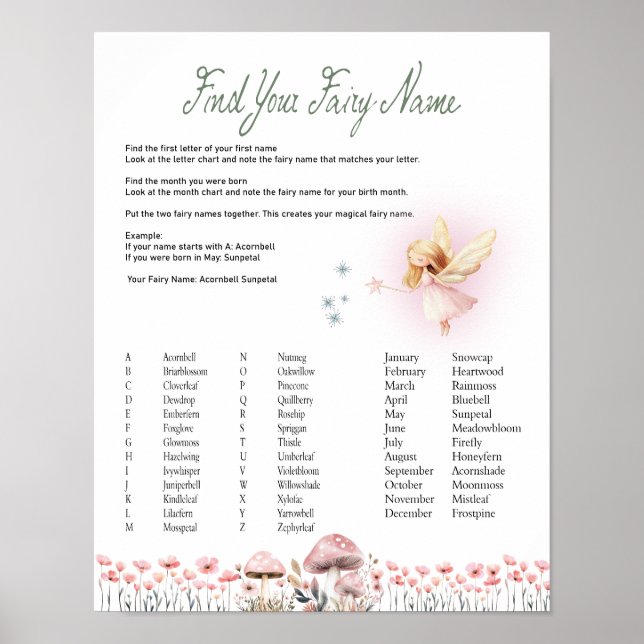 Fairy Name - Fairy First Birthday Poster (Vorne)