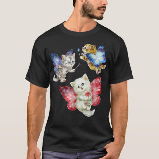 Fairy Niedlich Cats Kitten Fly A Butterfly Cat Kit T-Shirt
