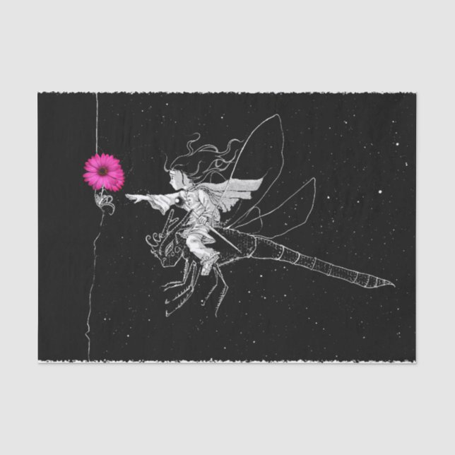 Fairy Night mit rosa Blume Seidenpapier (Vorderseite)