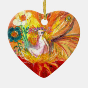 FAIRY OF THE BLUME Vibrant Red Ruby Heart Keramik Ornament