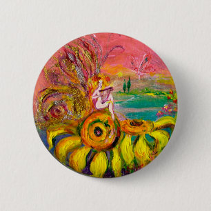 FAIRY OF THE SUNFLOWERS Gelb rosa schwarz Button