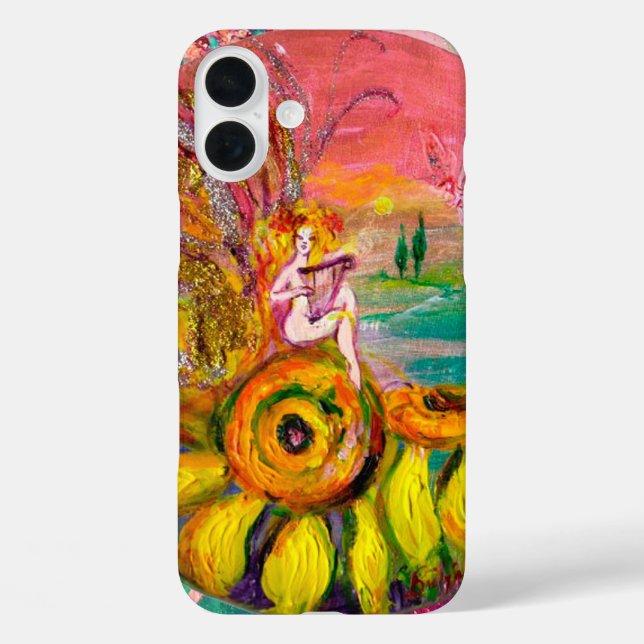 FAIRY OF THE SUNFLOWERS Pink Yellow Fantasy Case-Mate iPhone Hülle (Rückseite)