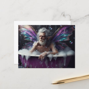 Fairy Old Man nimmt ein Buben Bad in Lila Tube Postkarte