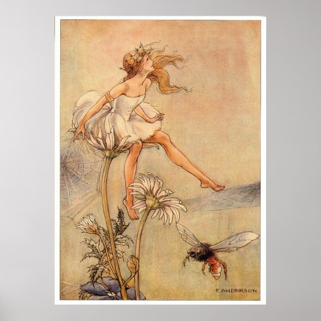 Fairy on a Daisy - Drucken Poster (Vorne)