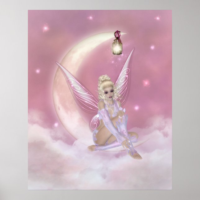 Fairy on the Moon - Fantasy Print Poster (Vorne)