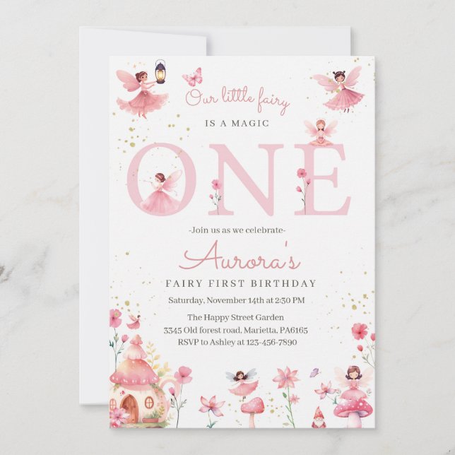 Fairy One Invitation for Birthday Magical Party  Einladung (Vorderseite)
