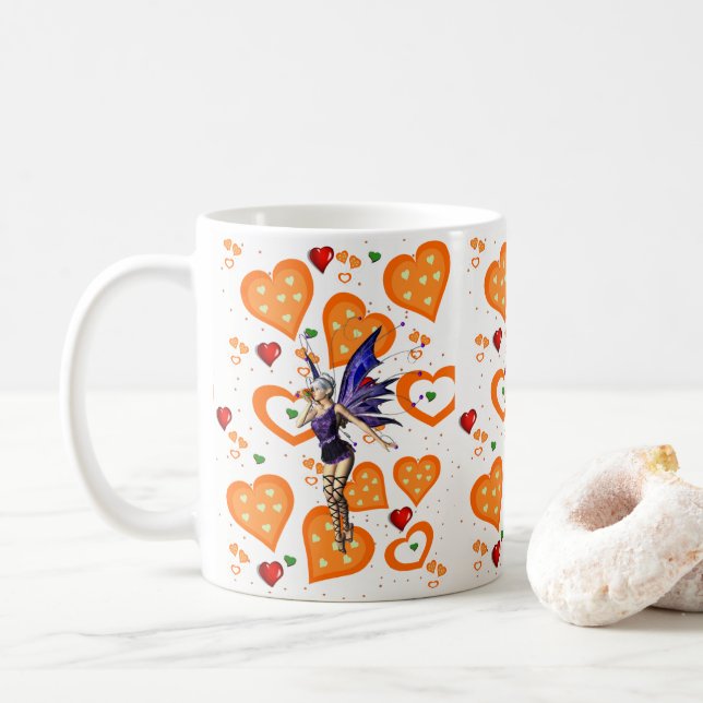 Fairy Orange Hearts Tasse (Mit Donut)