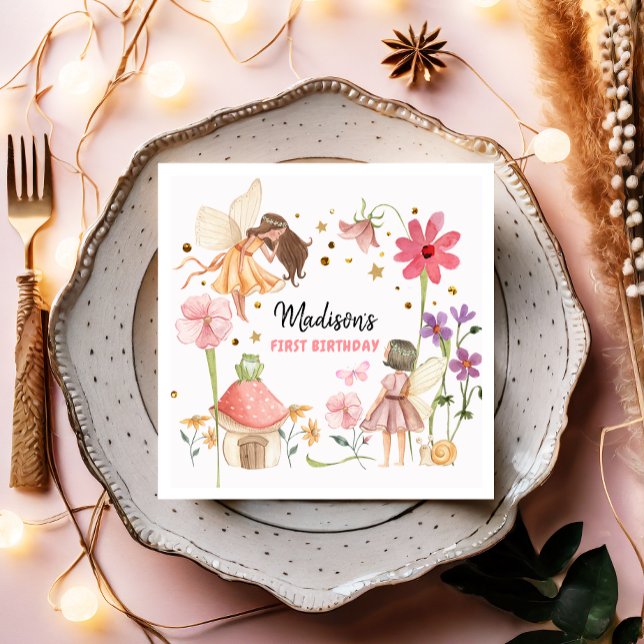 Fairy Party Enchanted Forest Garden Fairy Birthday Serviette (Von Creator hochgeladen)
