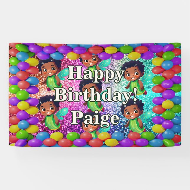 Fairy Personalisiert Character Geburtstagsbanner Banner (Horizontal)