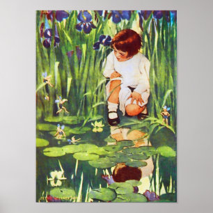 Fairy Picnic am Lily Pond Poster