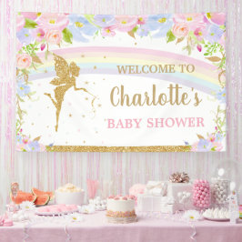 Fairy Pink Blue Floral Baby Dusche Hintergrund Banner