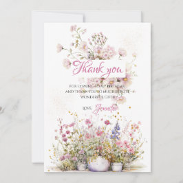 Fairy Pink Botanical Floral Vielen Dank Dankeskarte