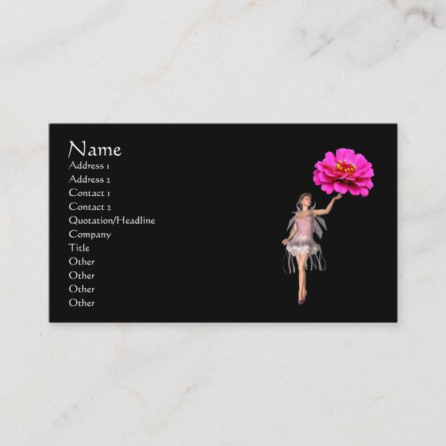 Fairy Pink Zinnia Blume Fantasy Business Card Visitenkarte (Vorderseite)