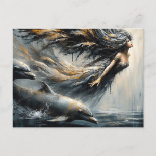 Fairy Playing mit Delphinen Postkarte