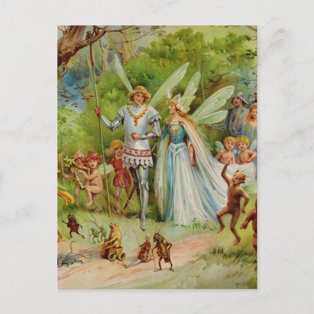 Fairy Prince und Thumbelina im Zauberwald Postkarte (Vorderseite)