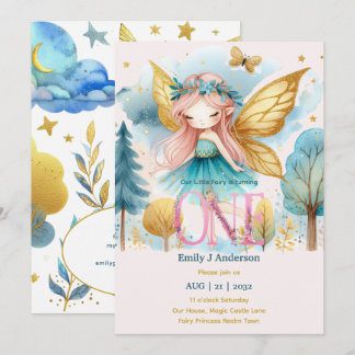 Fairy Princess 1st Birthday ONE Pink Fairycore Einladung