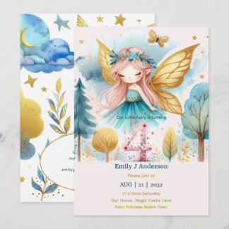 Fairy Princess 4. Geburtstag VIUR Pink Fairycore Einladung