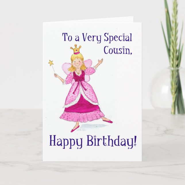 Fairy Princess Birthday Card für einen Cousin Karte (Vorderseite)