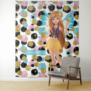 Fairy Princess farbenfroher Polka Dots Glittery Ef Wandteppich