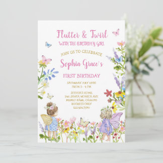 Fairy Princess Flower Garden Girls Geburtstag Einladung