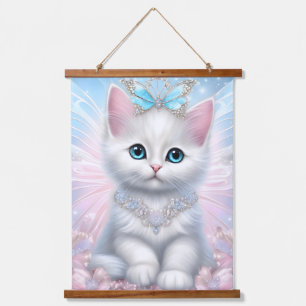 Fairy Princess Kitten Wandteppich Mit Holzrahmen
