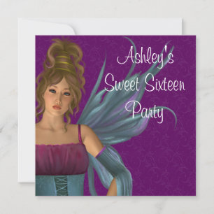 Fairy Princess Lila Aquamarin Sweet 16 Party Einladung