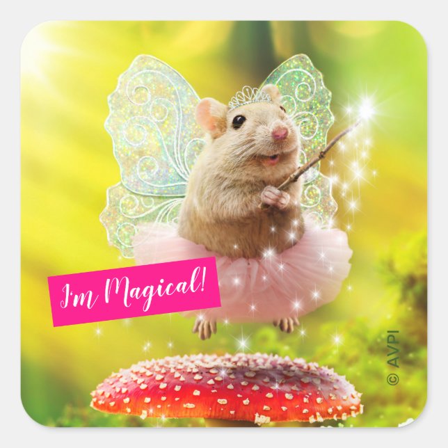 Fairy Princess Maus Quadratischer Aufkleber (Vorderseite)