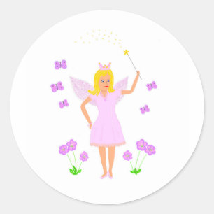 Fairy Princess, Option zum Hinzufügen von Namen, a Runder Aufkleber