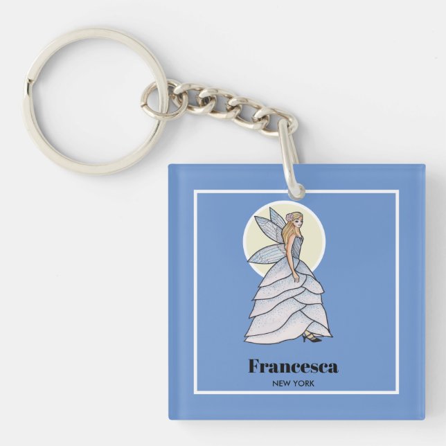 Fairy Princess Petals Dress Fashion Illustration Schlüsselanhänger (Vorderseite)