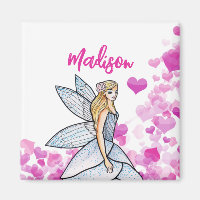 Fairy Princess Pink Hearts Fashion Illustration