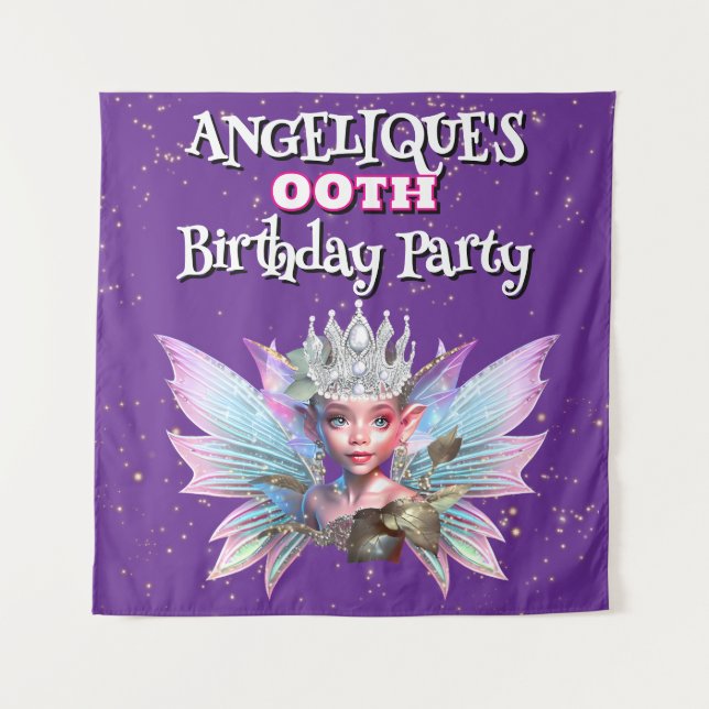 Fairy princess purple decorations girls birthday wandteppich (Vorderseite)