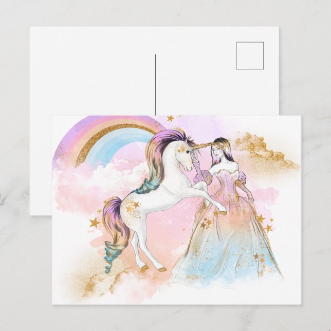 Fairy Princess Unicorn Postkarte (Vorne/Hinten)