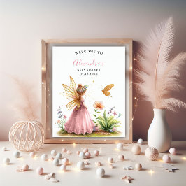 Fairy Princess verzaubert Pink Baby Girl Dusche Poster