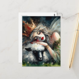 Fairy Queen schläft auf ihrem Haustier Postkarte