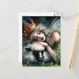 Fairy Queen schläft auf ihrem Haustier Postkarte