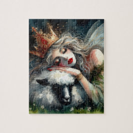 Fairy Queen schläft auf ihrem Haustier Puzzle