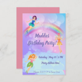 Fairy Rainbow Birthday Einladungen